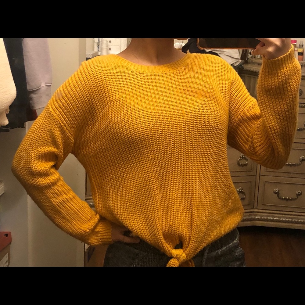 Mustard yellow knit sweater
